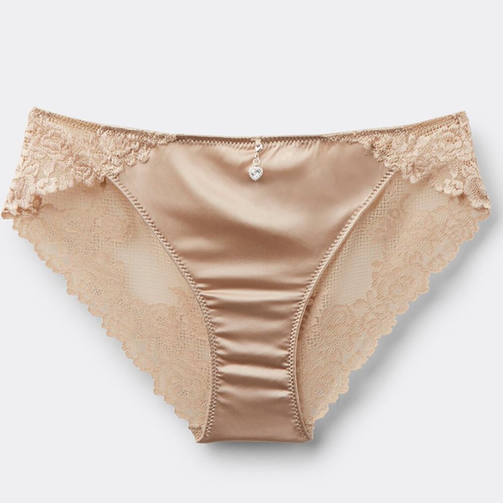 Intimissimi Silky Flowers Silk and Lace Panties in Natural